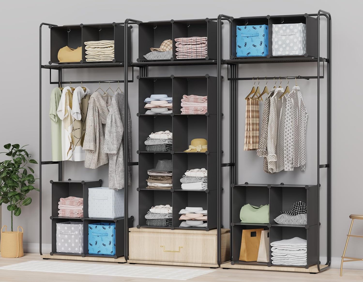 Thumbnail 3 de HOMIDEC 9-Cube Closet Organizer Storage Cubes (11.8 in each cube) in Black