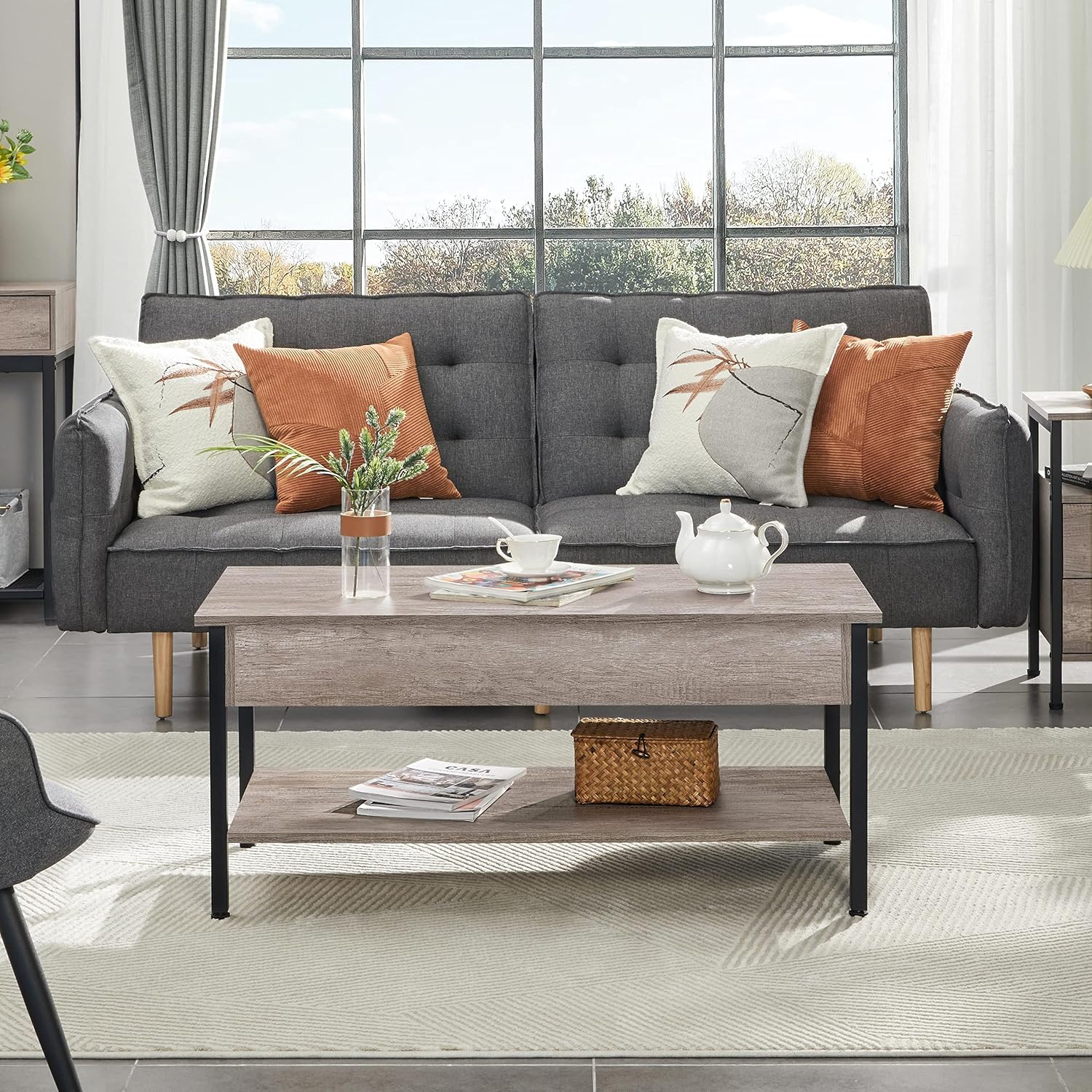 Detalle 2 de Yaheetech Mesa de Centro Elevable 104,5×49,5 cm