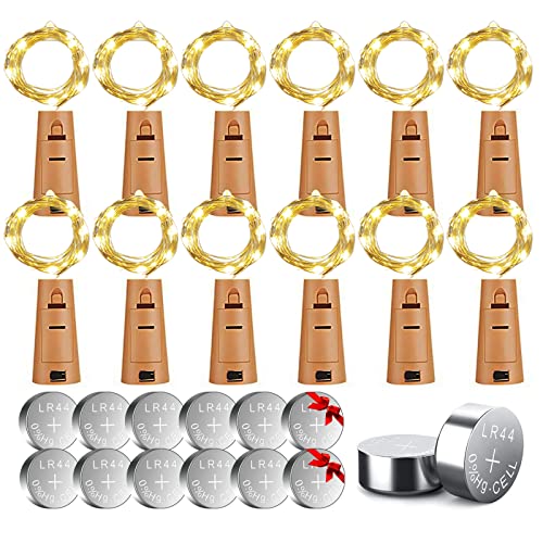 Detalle de HELESIN 12 Luci per Bottiglie: kit decorazione natalizia con 12 stringhe da 2 m e 20 LED Bianco Caldo