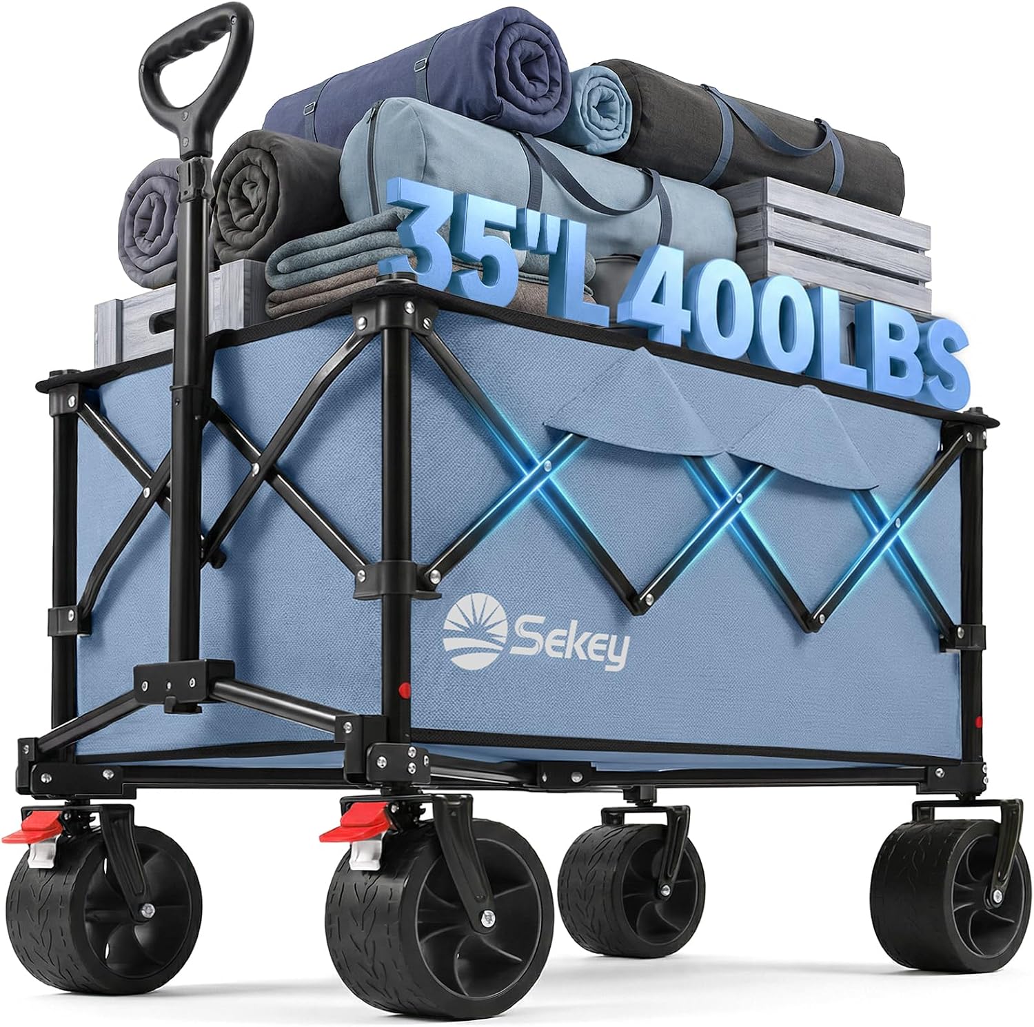 Detalle de Sekey FW244 250L Beach Wagon, 400 lb Capacity, All-Terrain Wheels