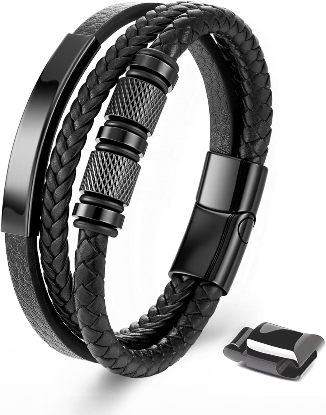 Detalle de Lederarmband Geflochten 21 cm für Herren