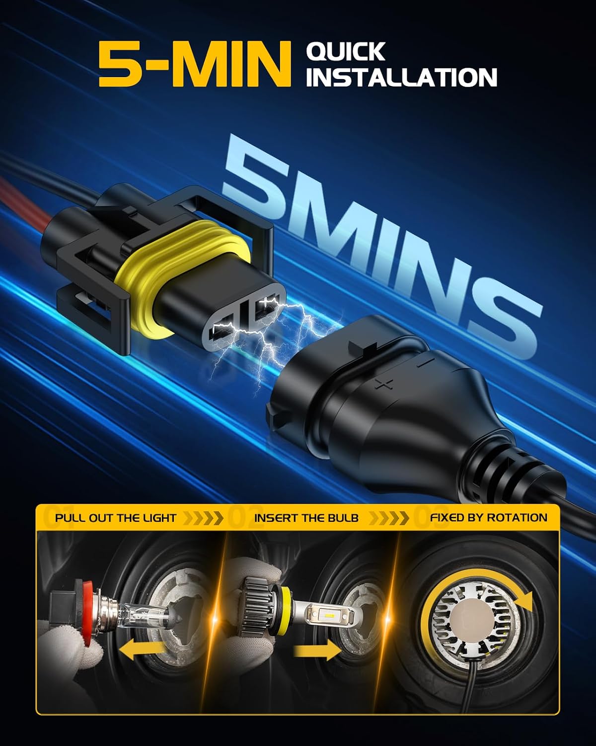 Thumbnail 6 de ZonCar H11 LED Bulb: 70,000LM, 6000K Cool White, Dual Cooling, IP68 - Pack of 2