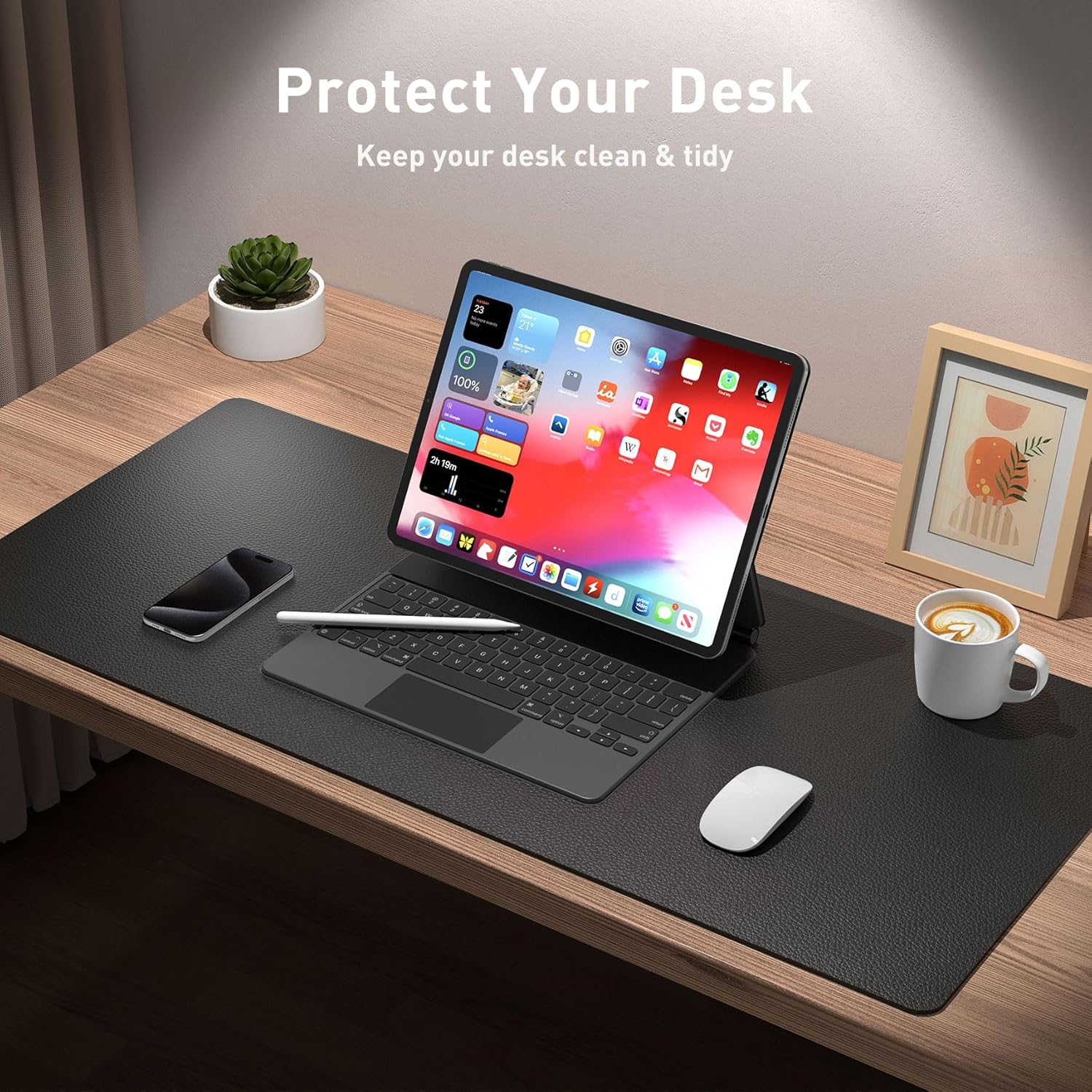 Thumbnail 4 de 80cm x 40cm PU Leather Desk Pad Protector — Desk Mat 🧾