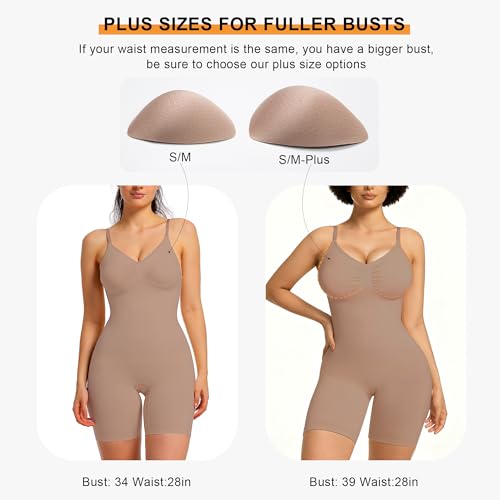 Detalle de SHAPERX SAHPERX Body Reductor Mujer Invisible Shapewear: Adelgaza y Moldea con Almohadillas Extraíbles (UK-SZ5468-Sienna-L/XL)