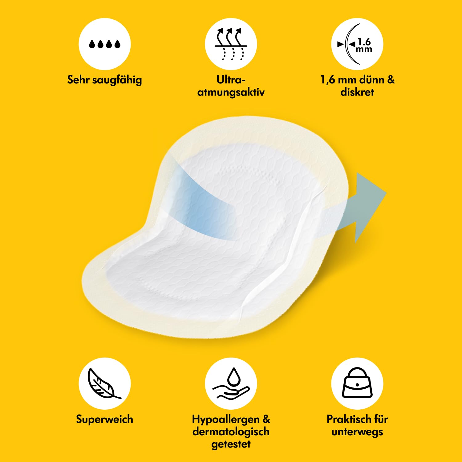 Detalle de Medela Ultra-atmungsaktive Einweg-Stilleinlagen – Hochgradig saugfähig, diskretes Design (200er Pack)