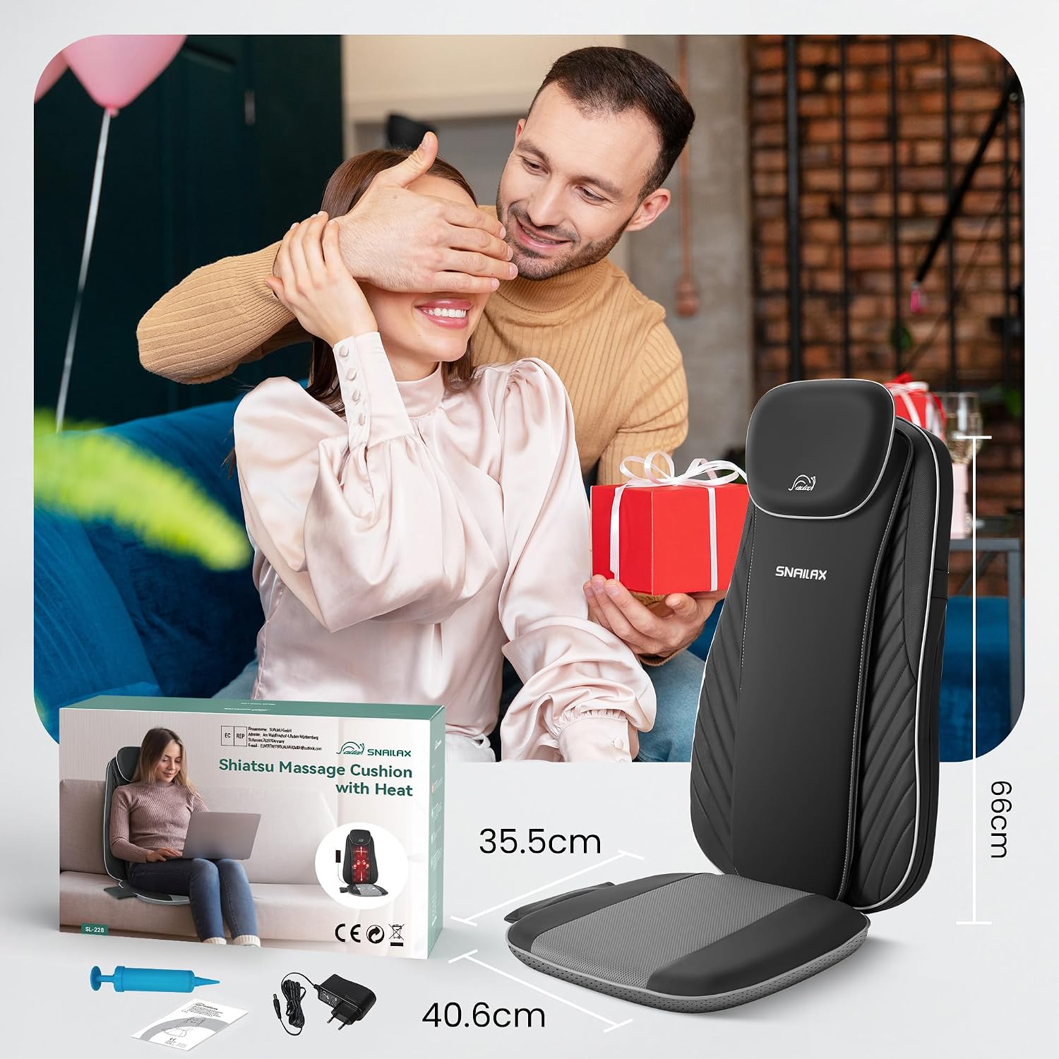 Thumbnail 6 de Snailax Shiatsu Massagesitzauflage mit Wärme