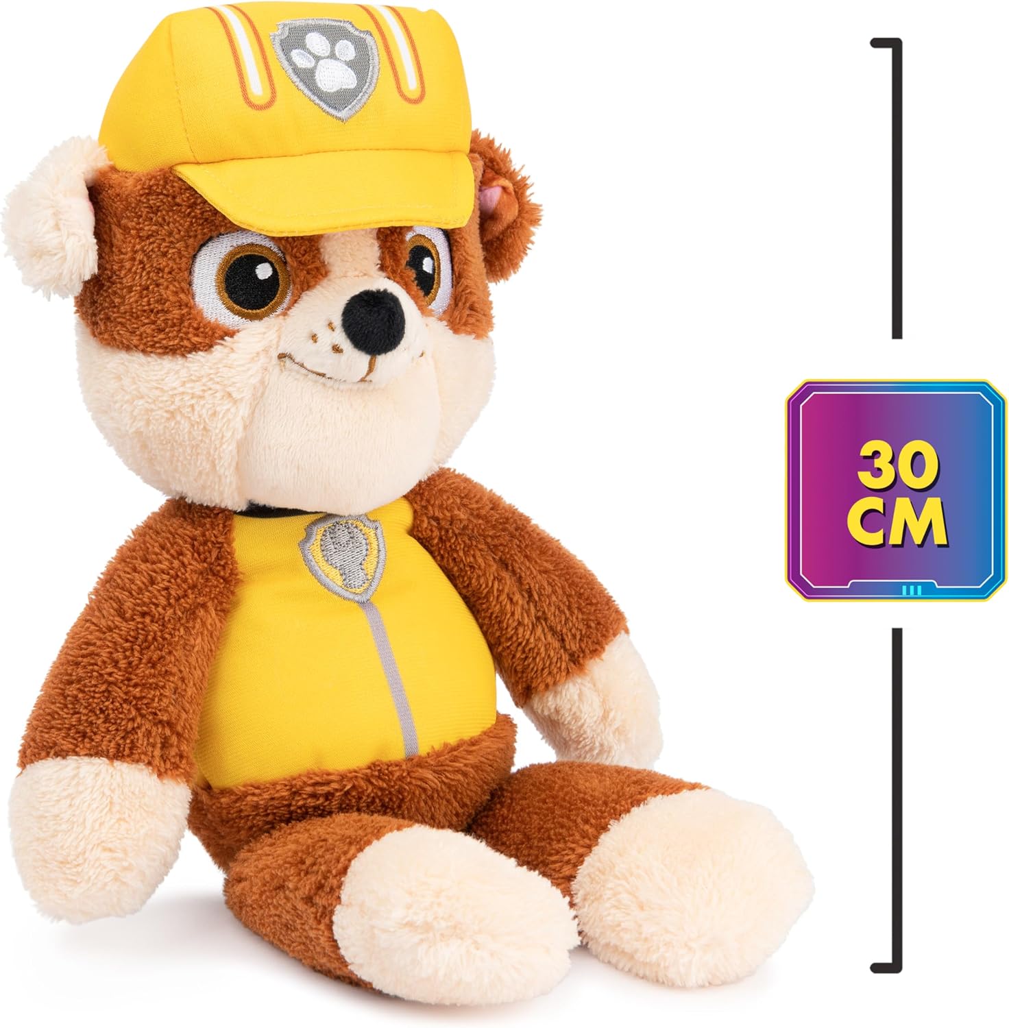 Detalle de GUND PAW Patrol Schlenkerplüsch Rubble, 30 cm – Plüschtier aus Velours-Frottee mit gestickten Augen