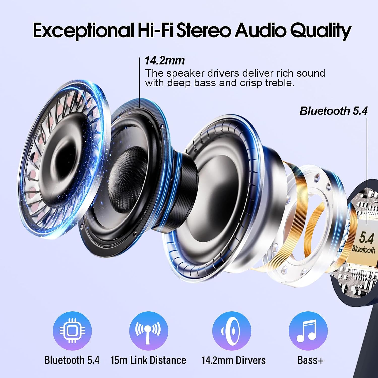 Detalle 2 de QXUFV Wireless Earbuds with Smart Touch Screen, ANC, Bluetooth 5.4, IP7, 40H Playtime