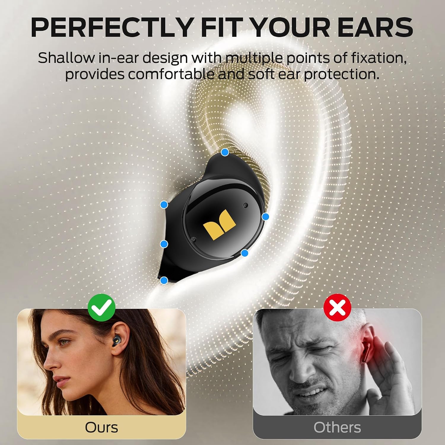 Detalle 2 de Monster Sleep Ear200 Bluetooth 6.0 Sleep Earbuds with ANC, Black