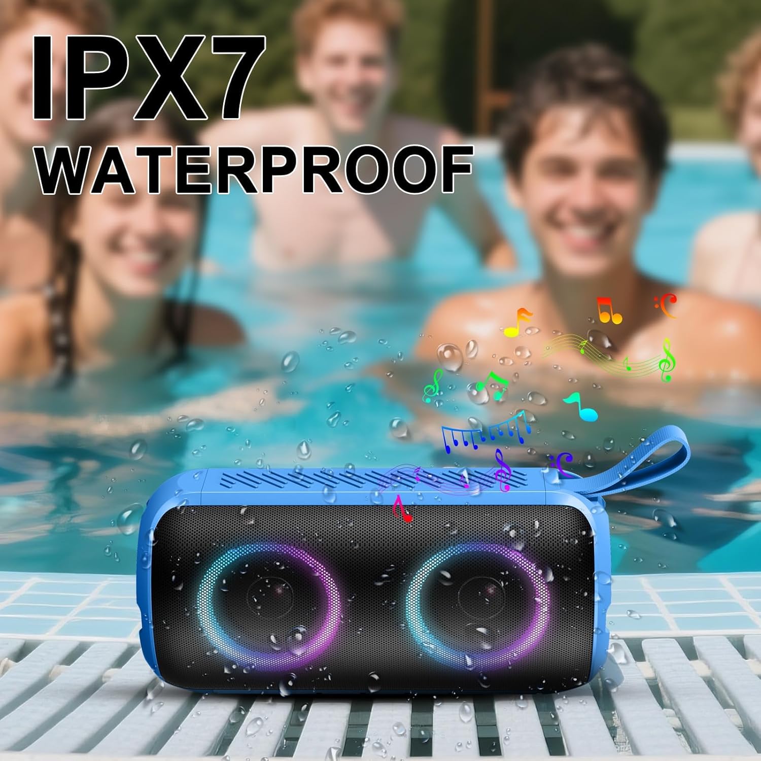Thumbnail 3 de Hupoaf Bluetooth Speaker (IPX7) with 6D Loud Sound, RGB Lights, and 12H Playtime