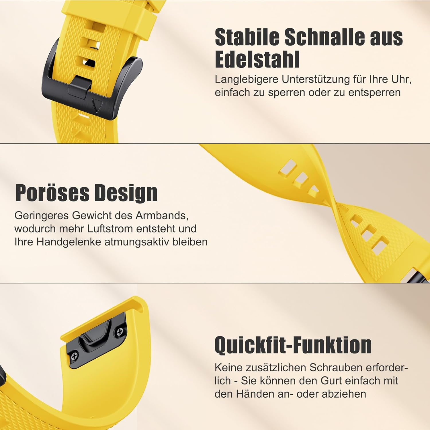 Thumbnail 1 de Quickfit 22 mm Armband aus Silikon für Garmin (kompatibel u. a. Fenix, Epix 2, Forerunner, Instinct & mehr)