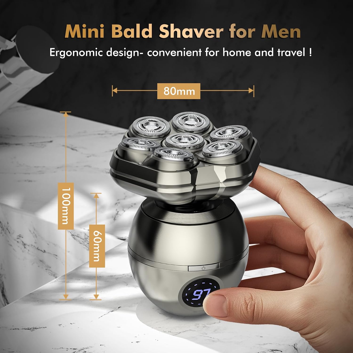 Detalle de iWarmbase Magnetic Head Shaver for Men (2025) with LED display, IPX6 waterproof, detachable magnetic head