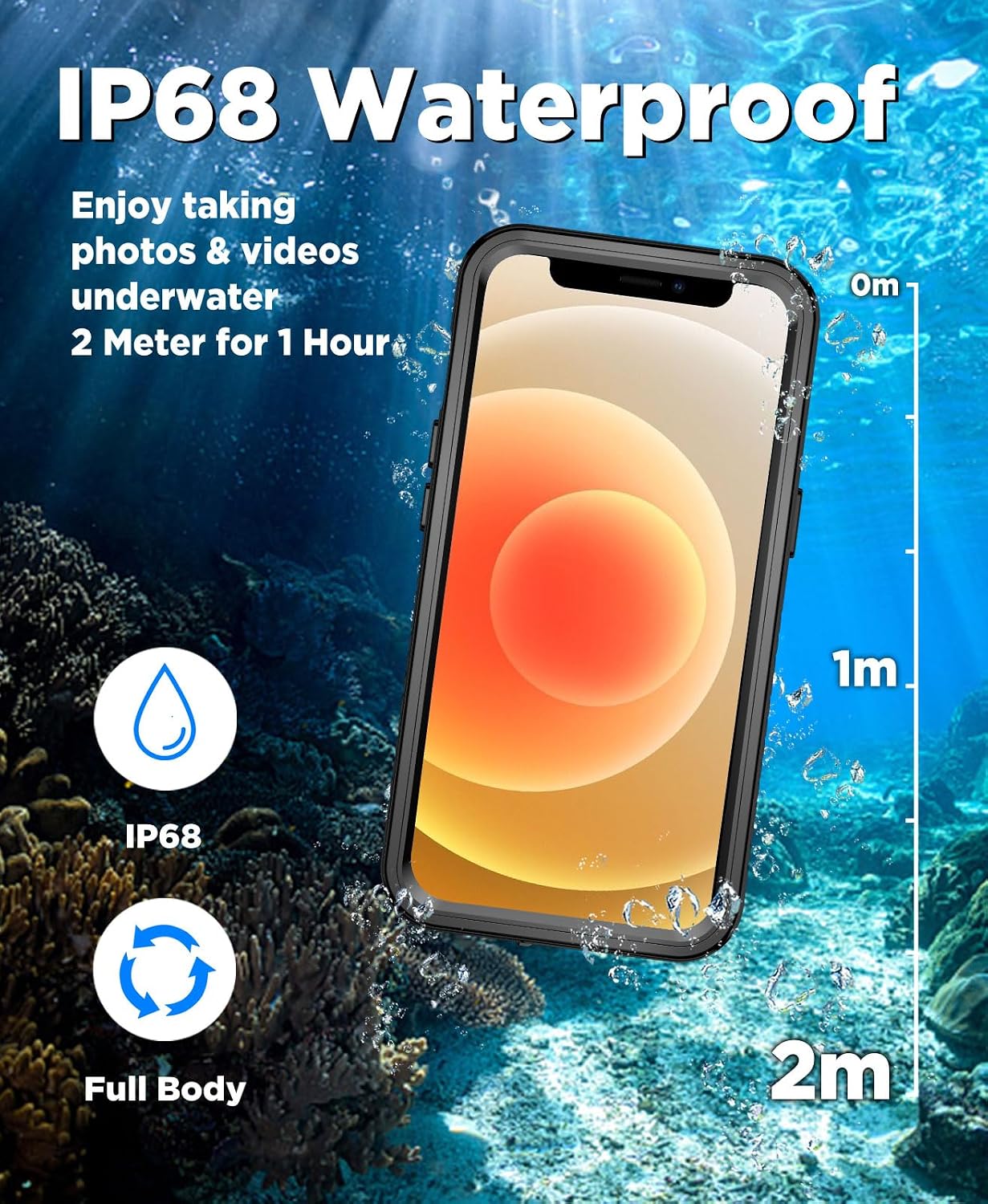 Detalle de Beeasy IP68 Waterproof MagSafe Case for iPhone 12 Mini — 360° Heavy Duty with Built-in Screen Protector