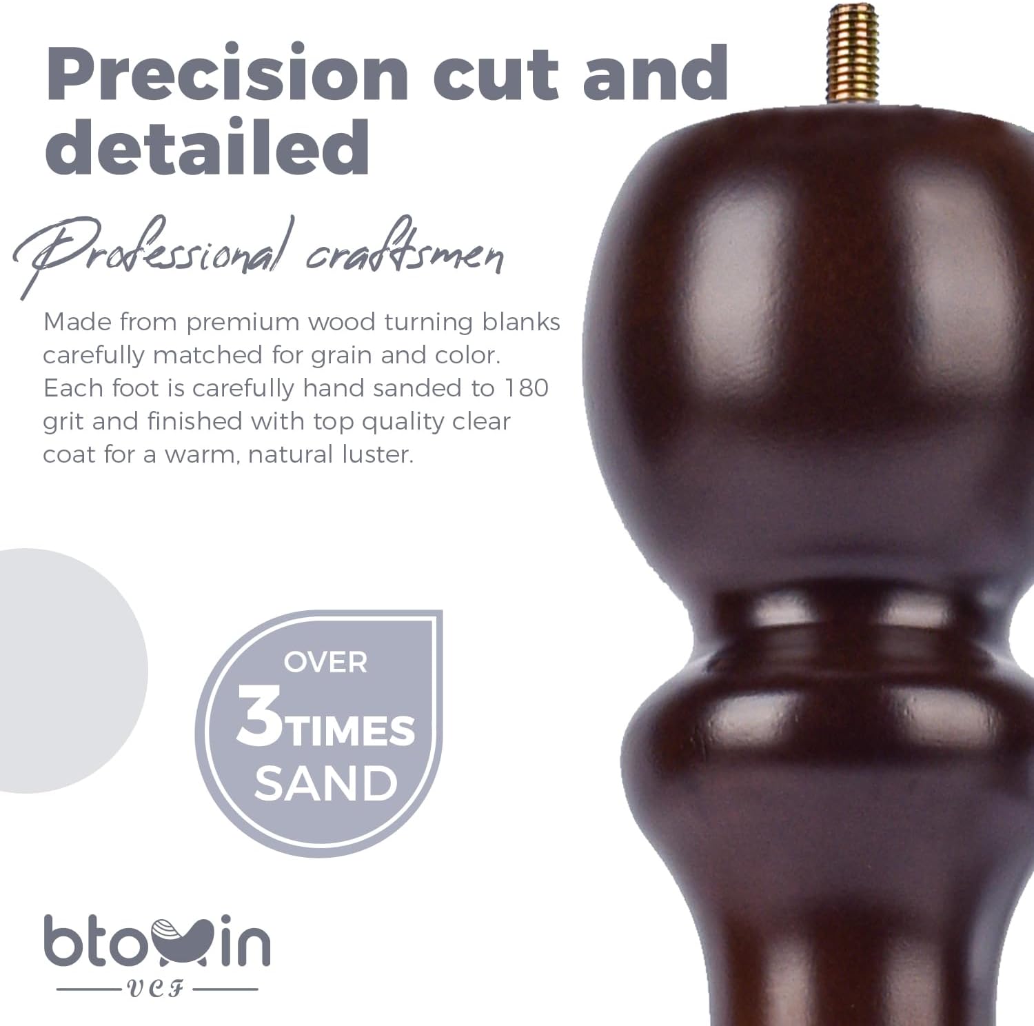 Detalle de Btowin VCF 26cm Holz Möbelfüße 4er Set