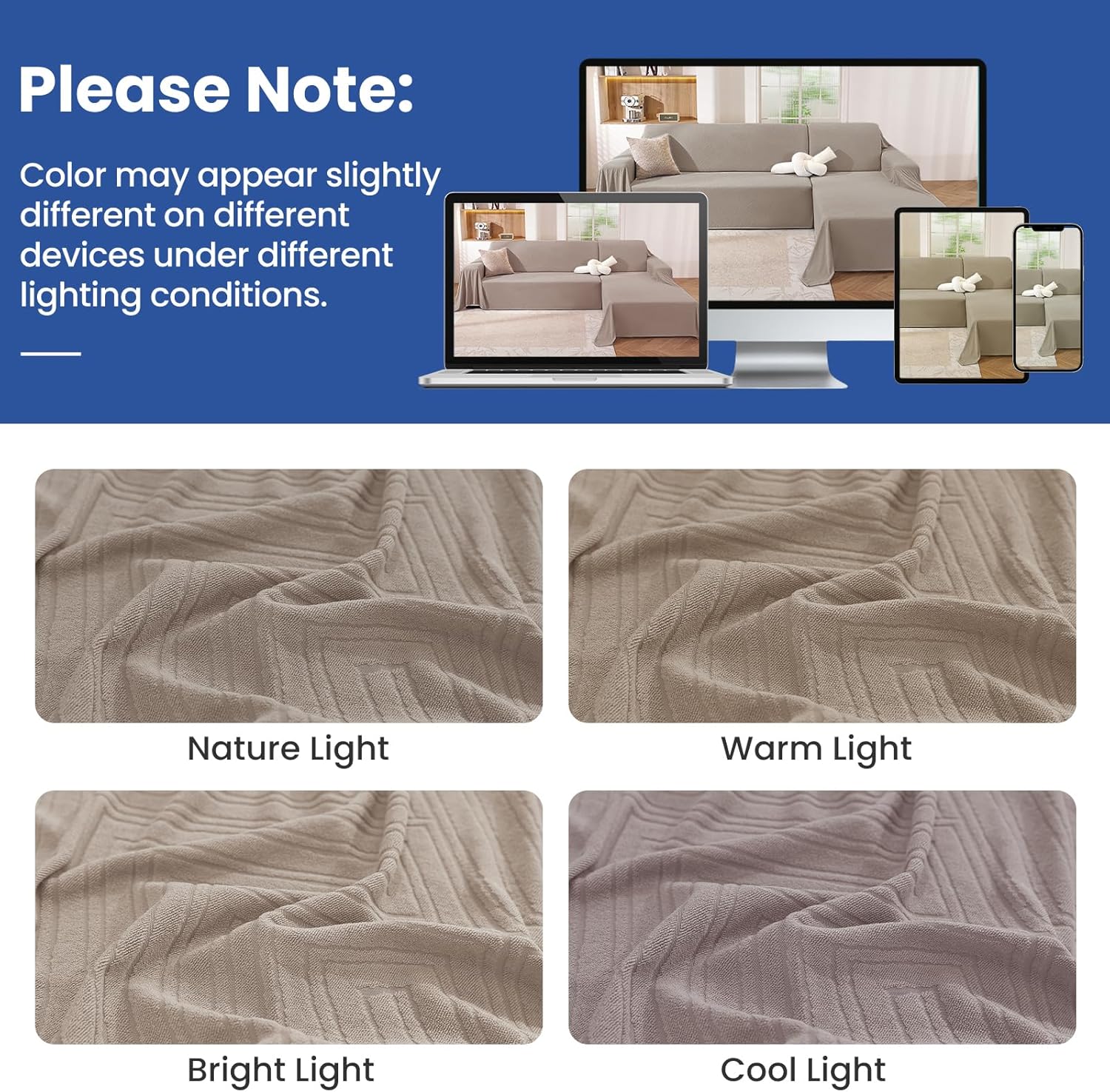 Thumbnail 6 de Ystyle Telo Copridivano Angolare 2 Pezzi – Copri Divano a L Antimacchia Lavabile, 200x260 cm + 200x280 cm, Telo Copridivano Universale per Angolo, Grano Cachi