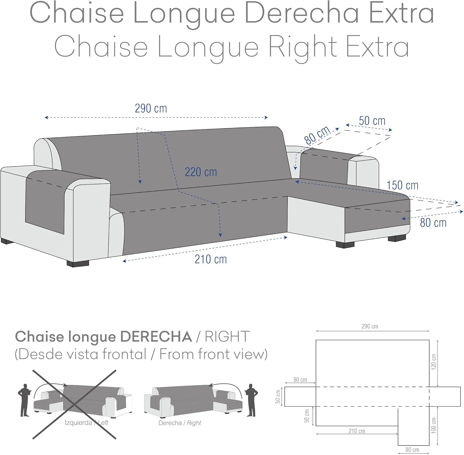 Thumbnail 3 de Eysa Valkiria Chaise Longue 290 cm