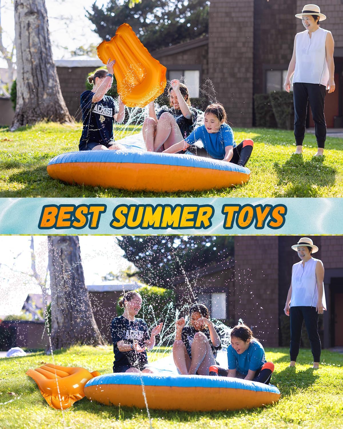 Detalle de Spring Water Slip and Water Slide 32FT: Backyard Shark Theme for Kids & Adults