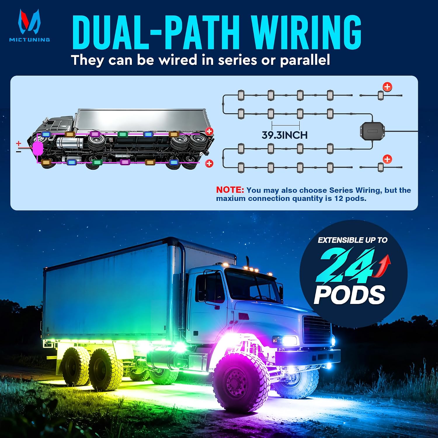 Detalle de MICTUNING Rock Lights 8-Pod