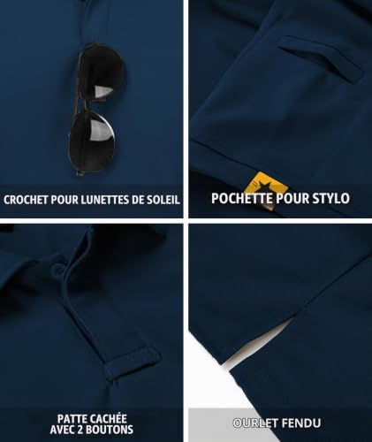 Detalle de JACKETOWN Polo Homme Manches Courtes Séchage Rapide Respirant – Turquoise Foncé XL