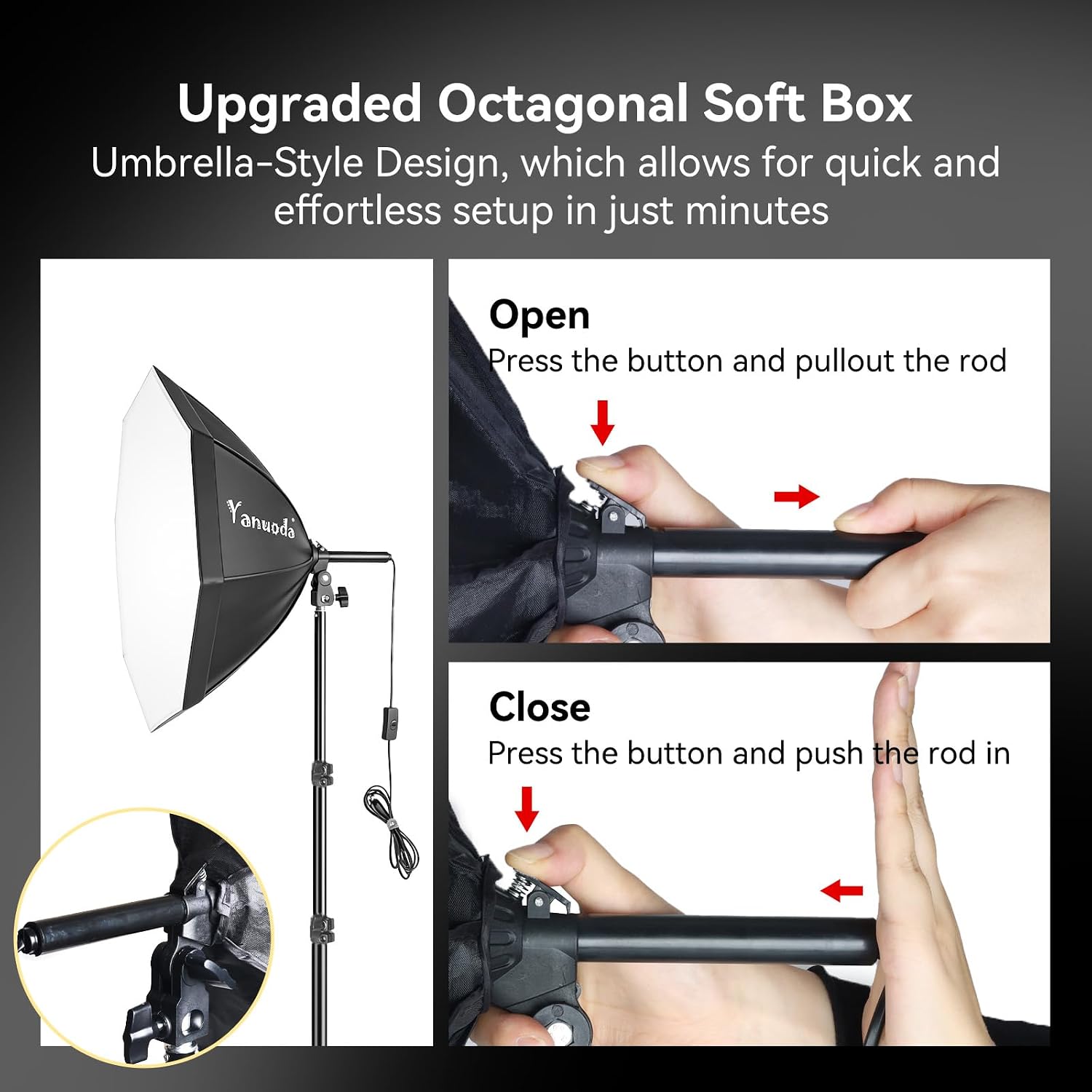 Thumbnail 2 de 20"x20" Softbox Lighting Kit (Single) — 95W Dimmable LED with Remote and 3 Colour Temperatures