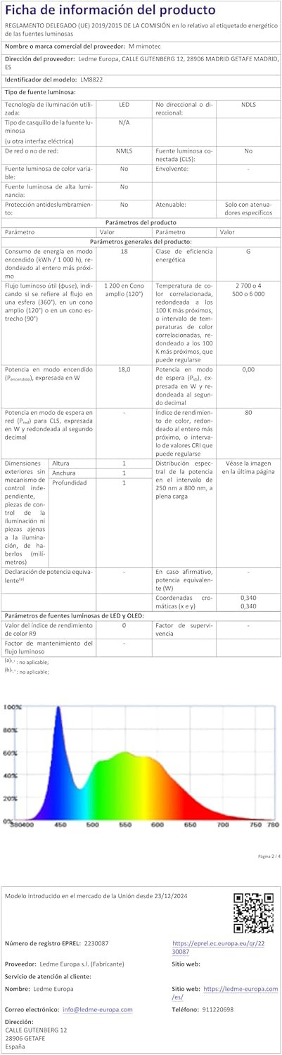 Thumbnail 5 de M mimotec LM8822 - Ventilador de Techo LED ☀️ 6 velocidades