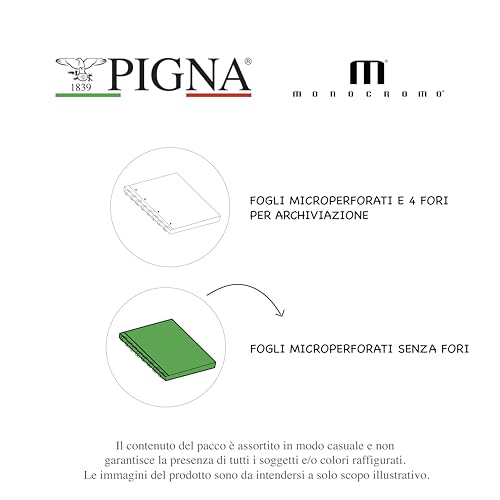Detalle de Pigna Confezione 5 Maxi Quaderni Spiralati A4 MONOCROMO – 5M quadretti 5mm, no fori, microperforazione