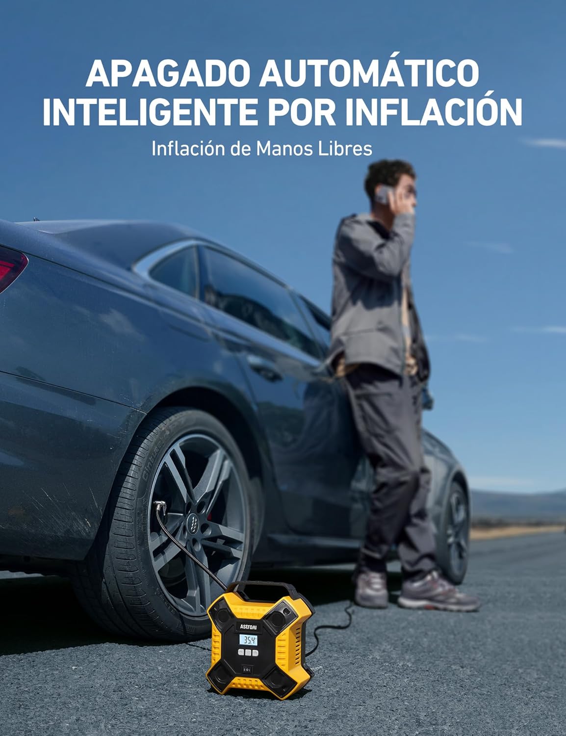 Detalle 2 de AstroAI Inflador Ruedas Coche 160 PSI