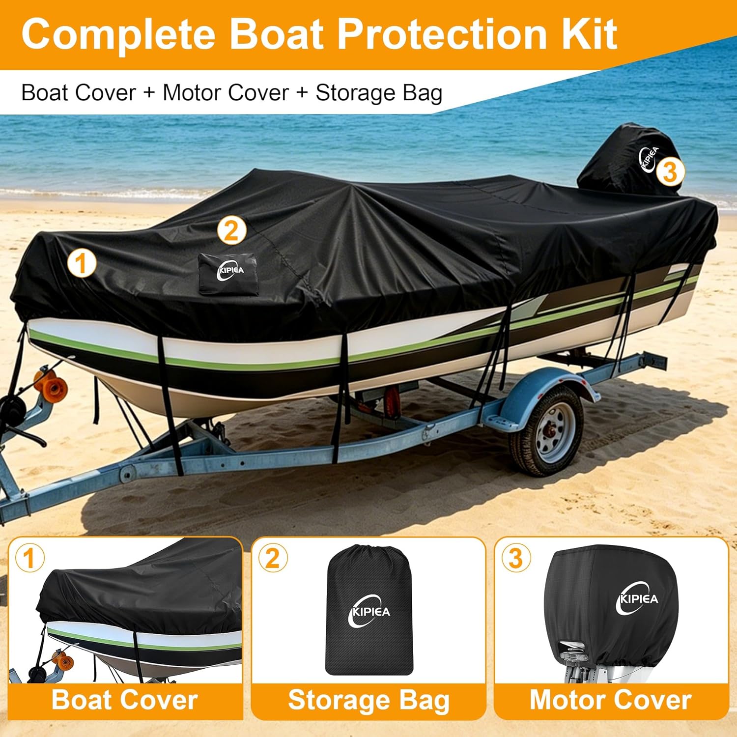 Detalle de Kipiea 1300D boat cover