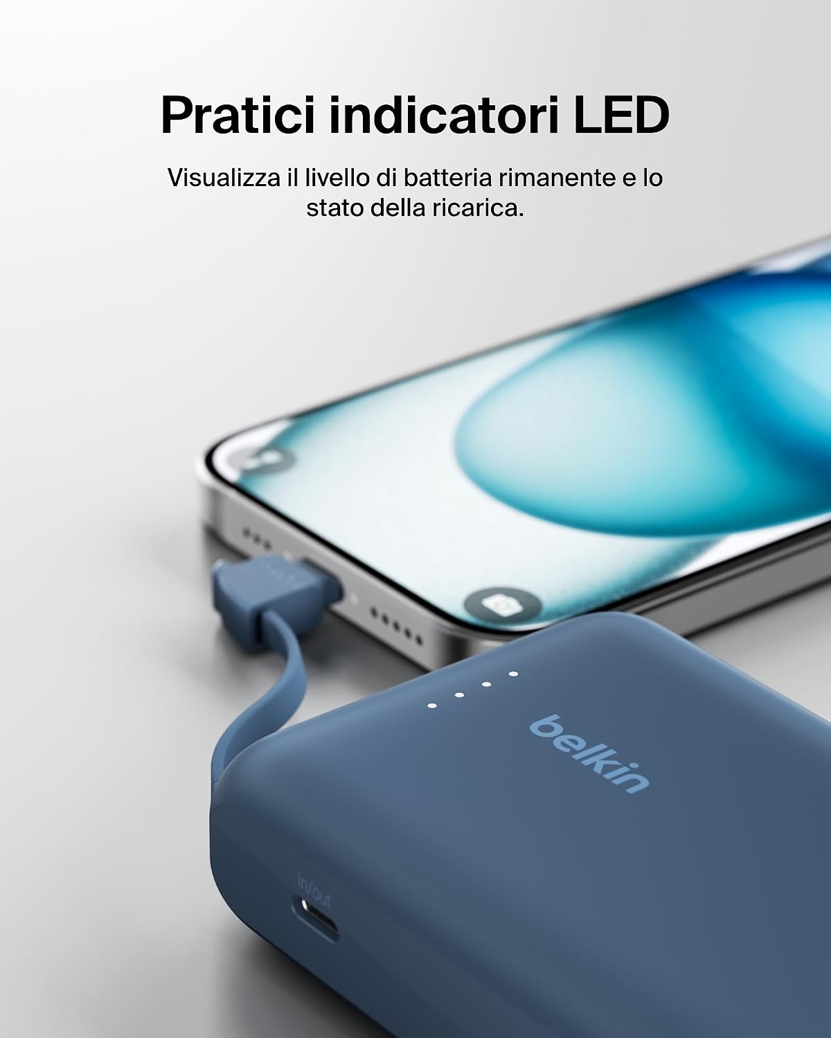Detalle 2 de Belkin BoostCharge power bank 10.000 mAh con cavo integrato e PD 20 W