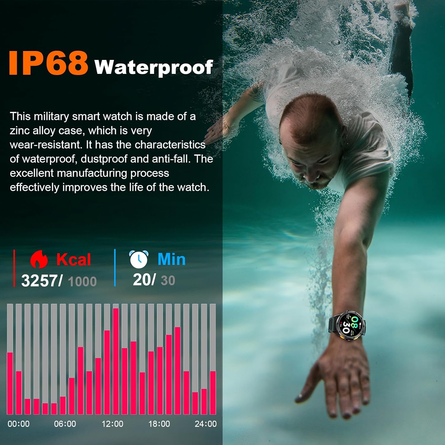 Thumbnail 4 de Military Smart Watch 1.43" AMOLED, GPS, 170+ Modes