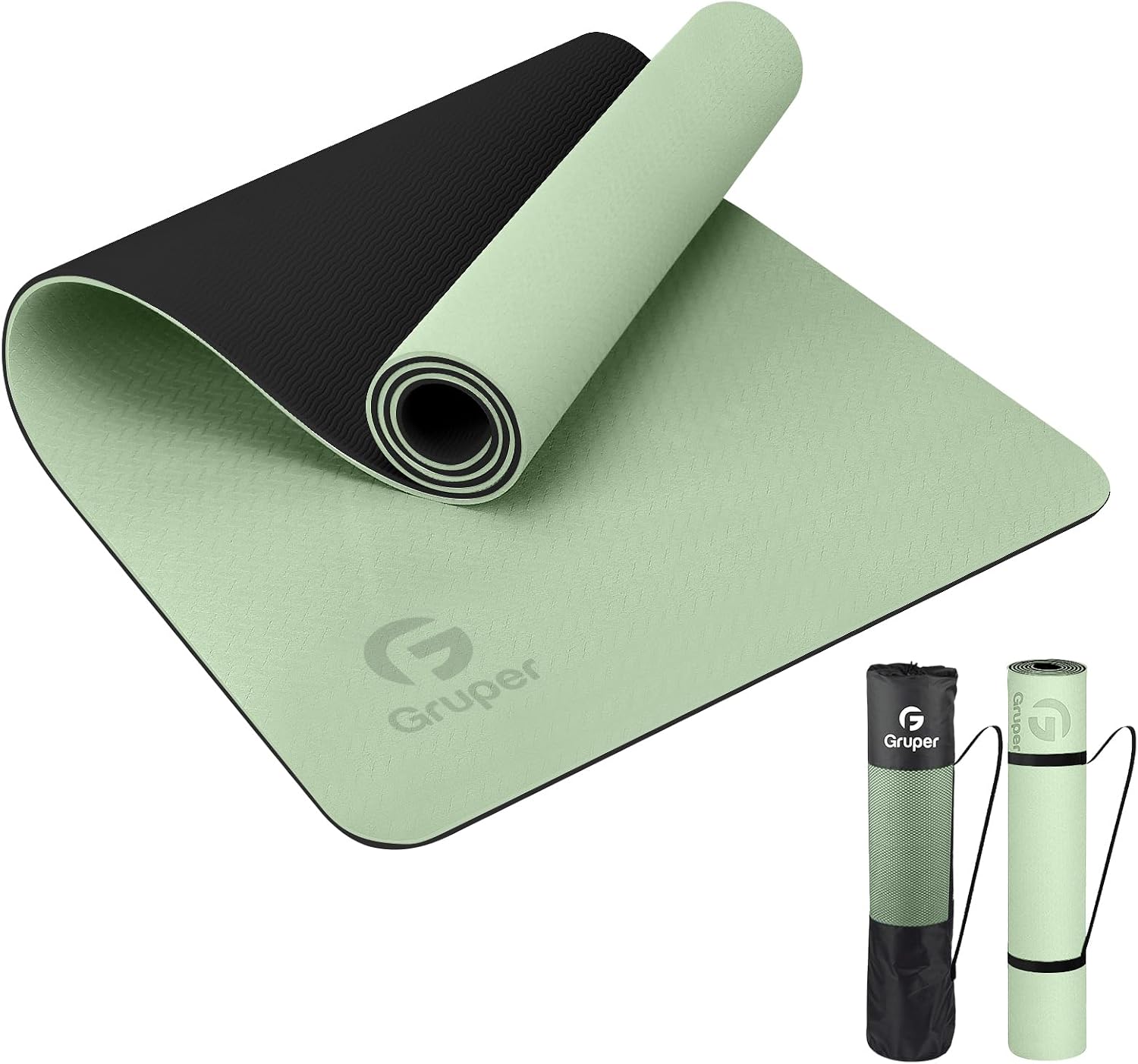 Detalle de Gruper TPE Yoga Mat with Dual-Sided Grip, Carrying Strap, and Storage Bag