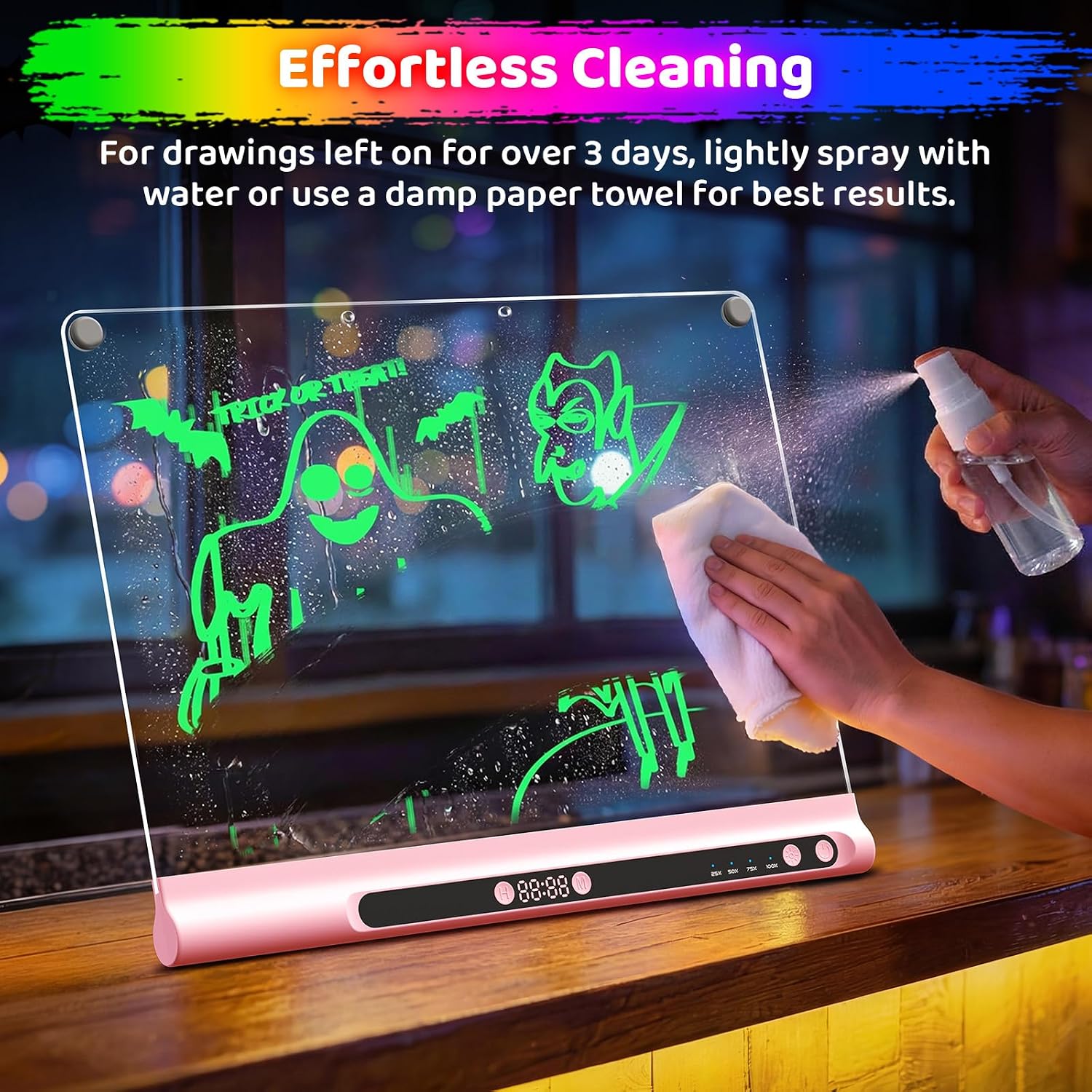 Detalle 2 de 16” Rechargeable LED Drawing Board with 9-Color Light Modes and Built-in Stand
