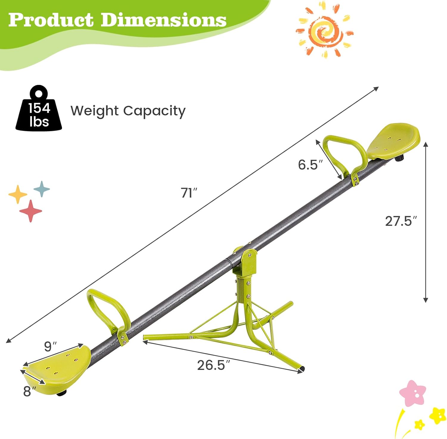 Detalle de Costzon Teeter Totter Seesaw for Kids Outdoor — 360° Swivel Seesaw Playground Equipment for Toddlers