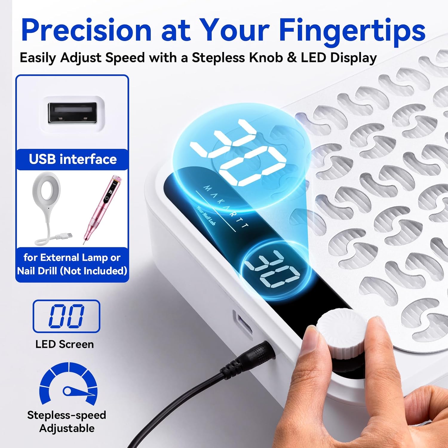 Thumbnail 4 de Makartt Nail Dust Collector (Larina) with Adjustable Suction, LED Display, and Reusable Filter