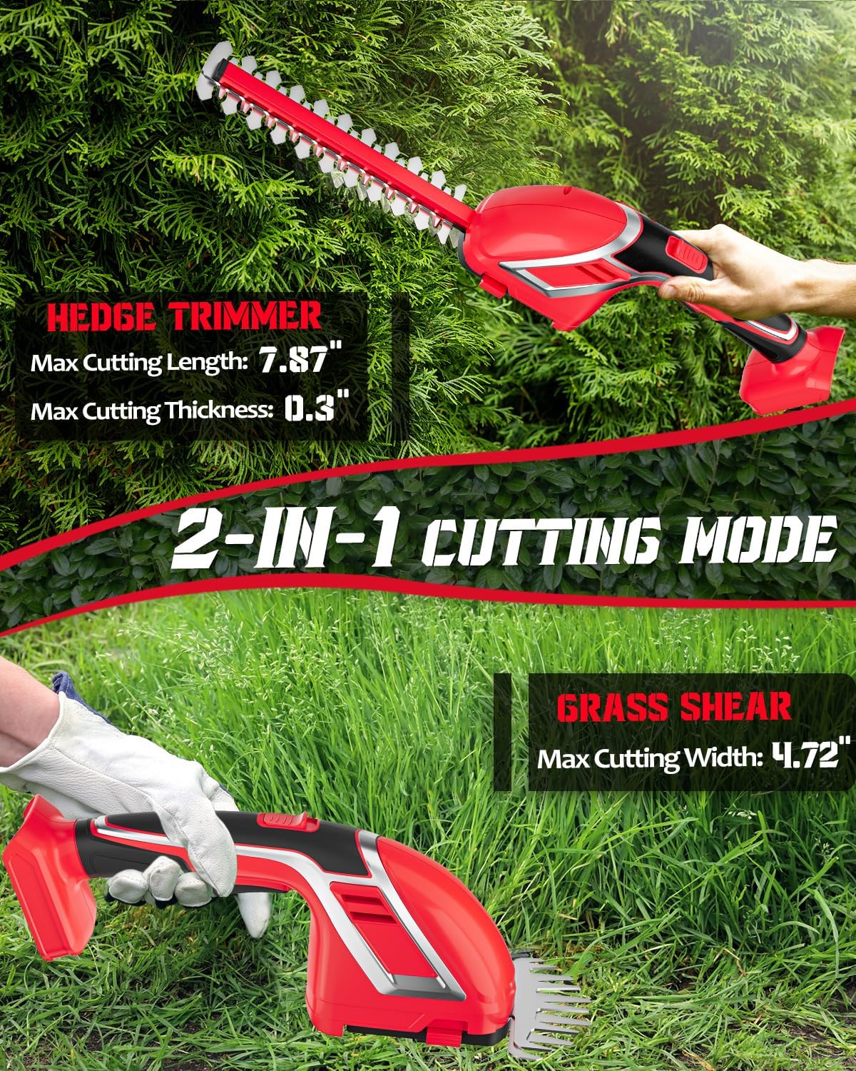 Thumbnail 1 de Rozlchar Cordless Hedge Trimmer and Grass Shears, 7.87-inch