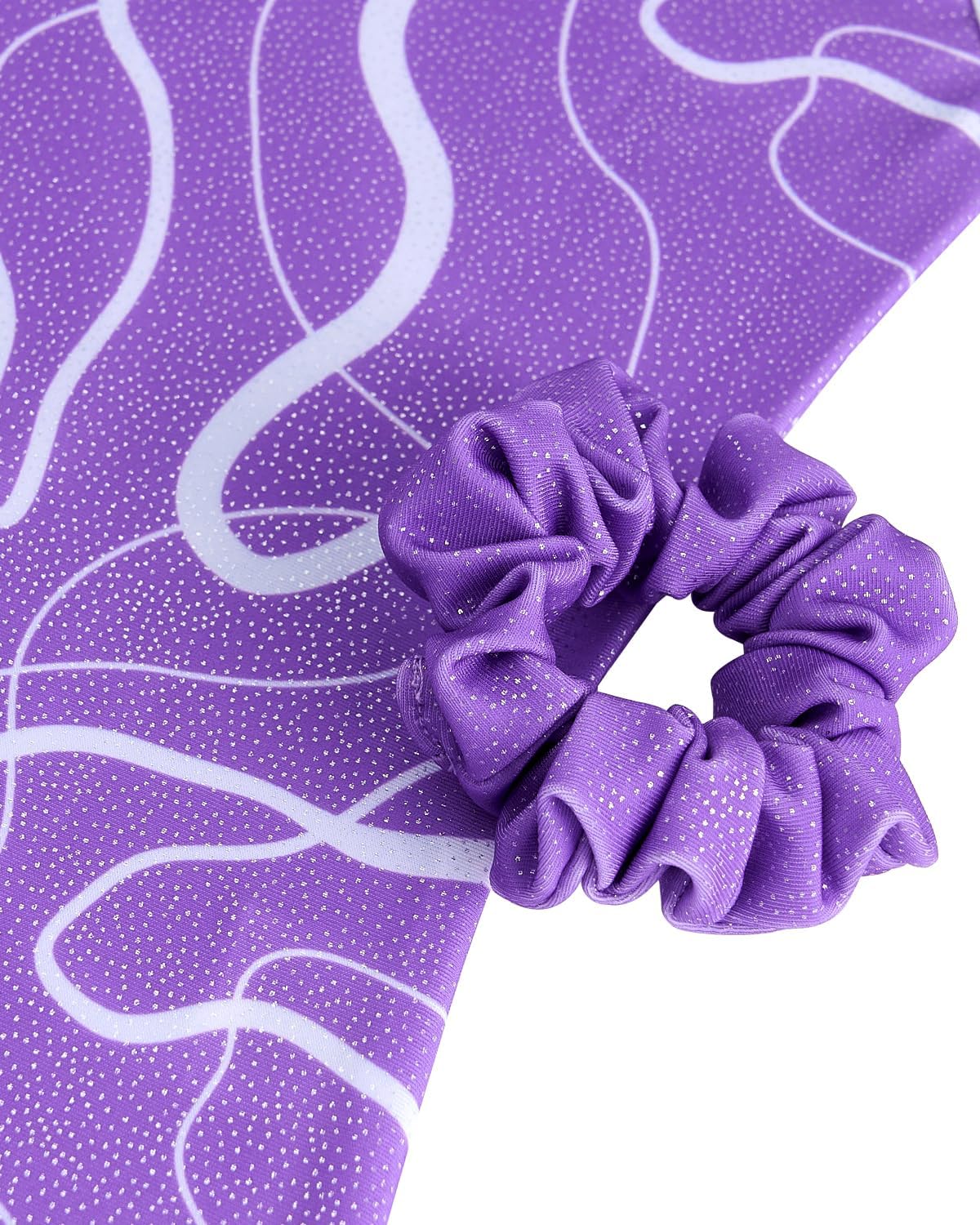 Detalle de Gogokids Girls' Three-Piece Gymnastics Set: Sleeveless Leotard + Shorts + Hairband with Gradient Design