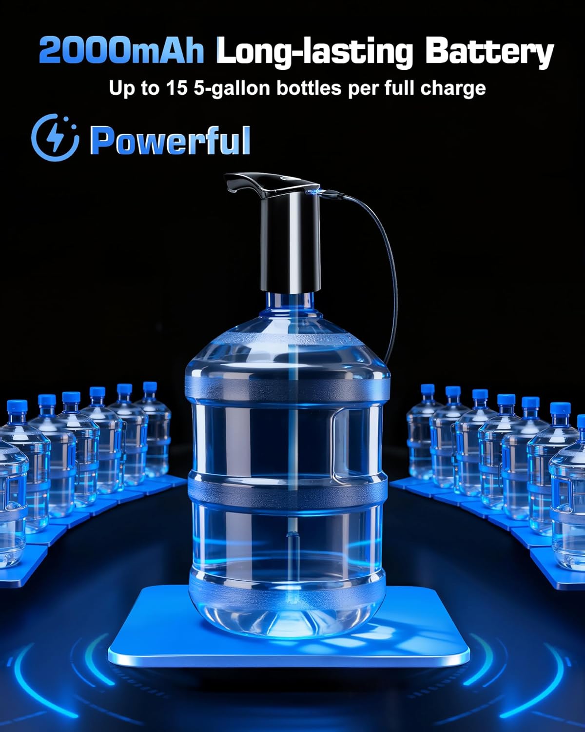 Detalle de Redsack Automatic Water Dispenser for 5-Gallon Jugs, USB-C Rechargeable