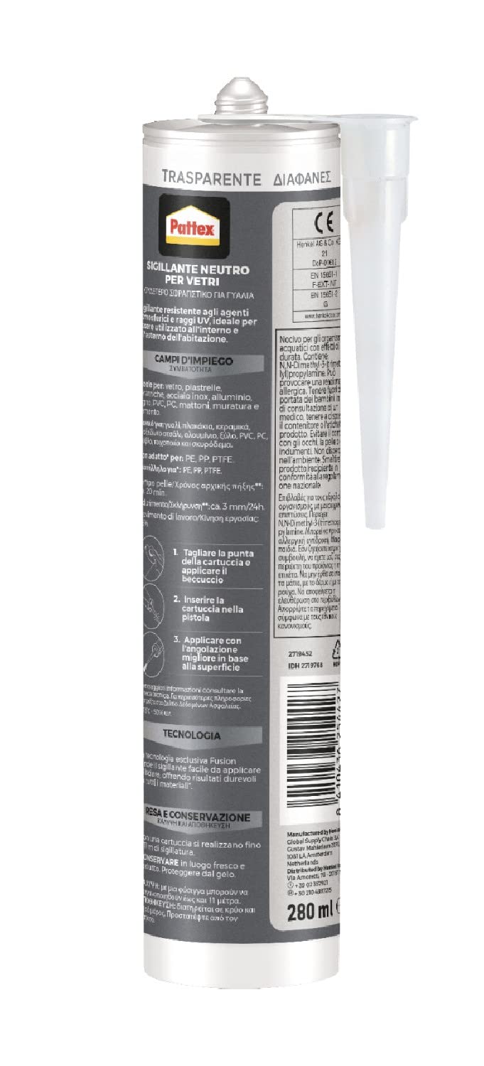 Detalle 2 de Pattex Sigillante Silicone Neutro per Vetri 280 ml