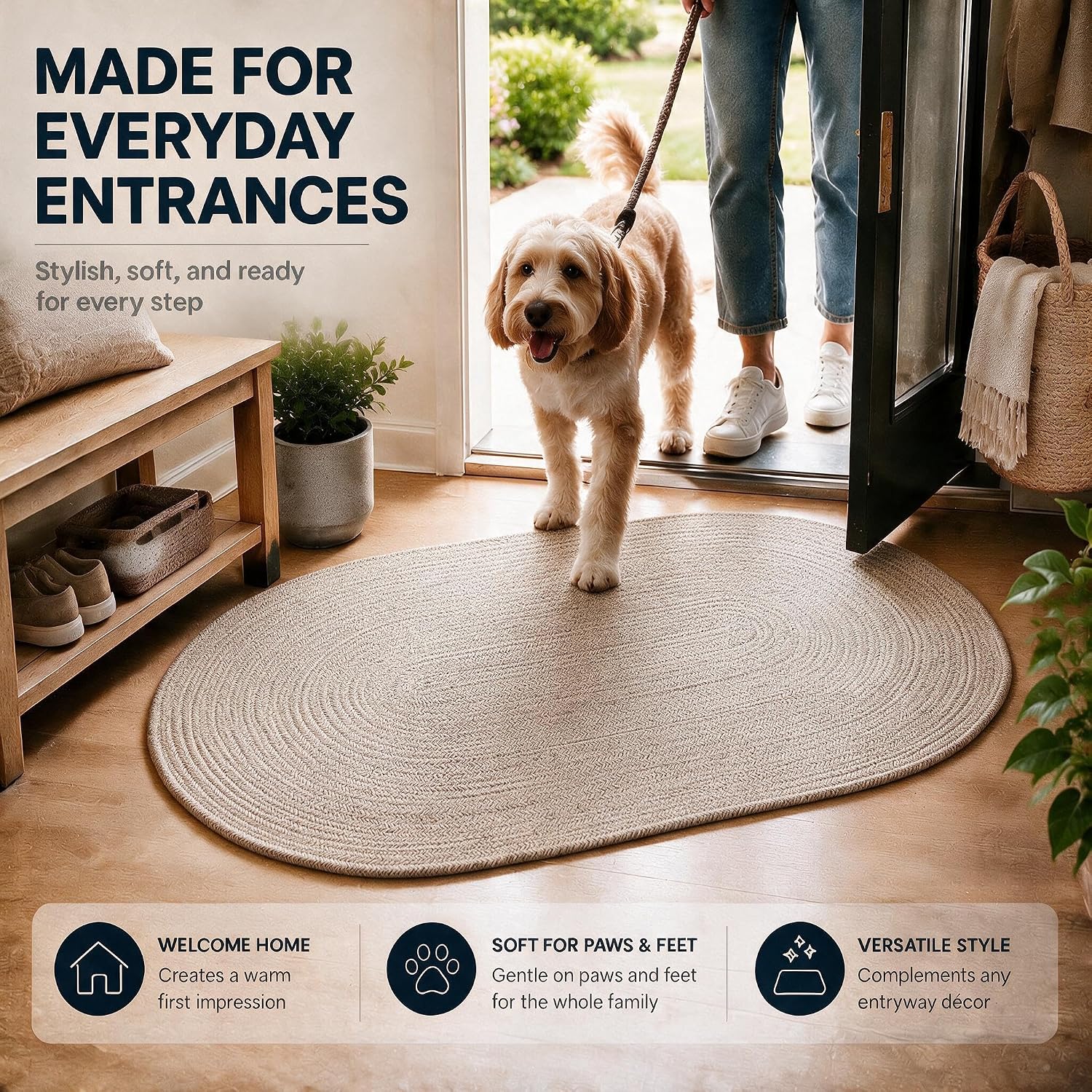 Detalle 2 de JMvicyroam Cotton Door Mat, 16 x 29 in