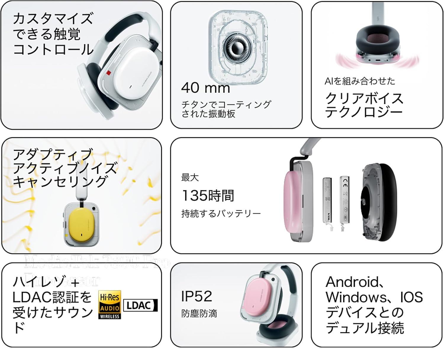 Thumbnail 1 de Nothing Headphone (a) ワイヤレスヘッドホン、オーバーイヤー・アダプティブANC・最大135時間再生・LDAC対応