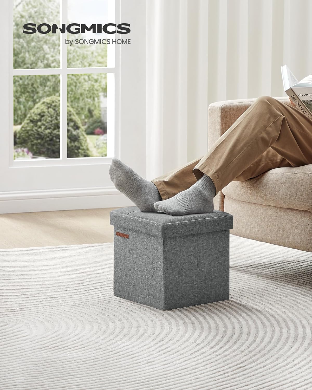 Detalle 2 de SONGMICS Minota Collectie LSF028G02 opbergpoef 30 x 30 x 30 cm, 22 liter