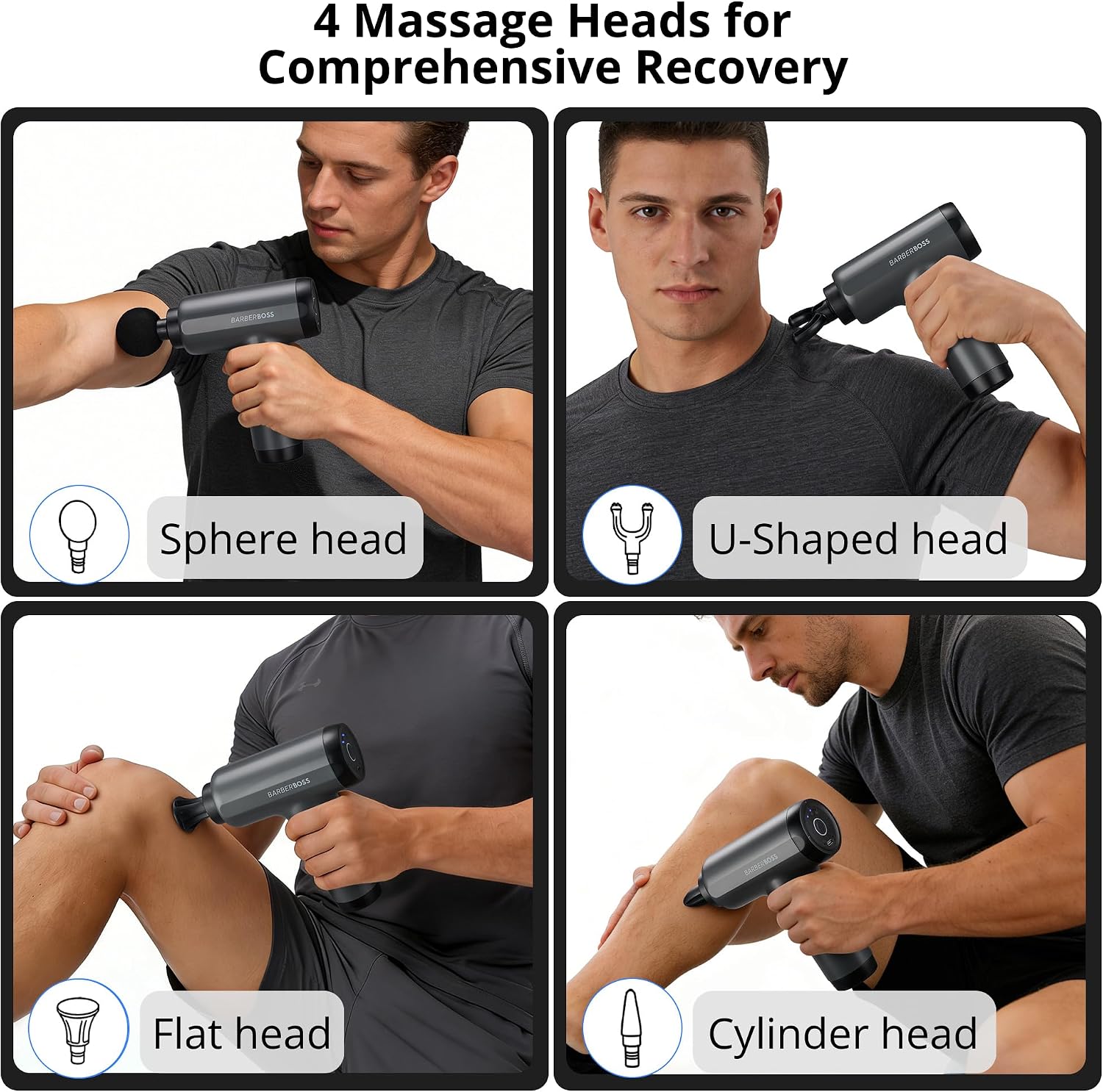 Detalle de BarberBoss Mini Massage Gun with Pressure Sensor – portable percussive massager with 5 intensity levels