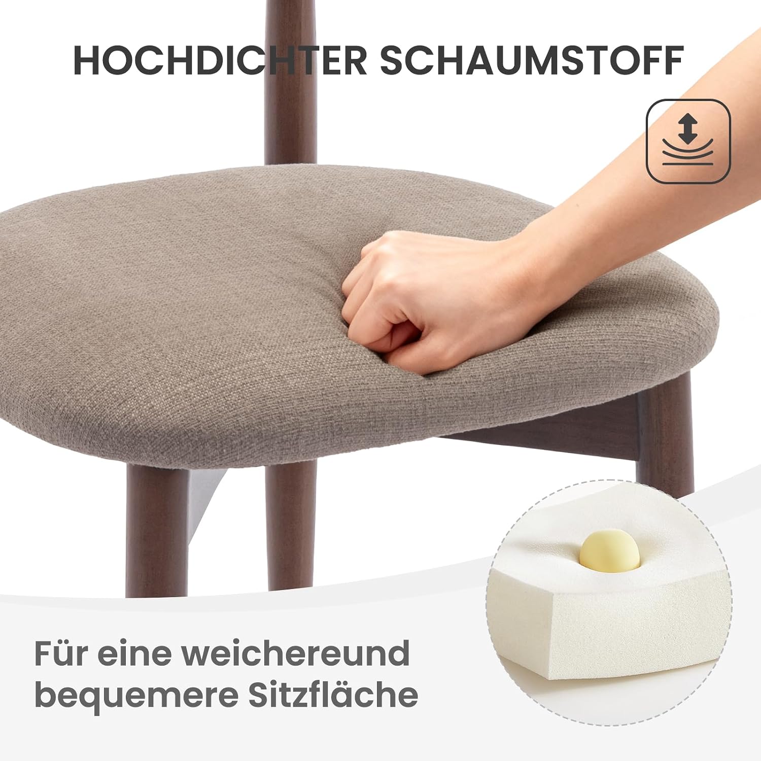 Thumbnail 5 de COLAMY Küchenstuhl Esstischstuhl 6er Set – Moderner Polsterstuhl mit Holzfuß, Kamelfarbene Ausführung