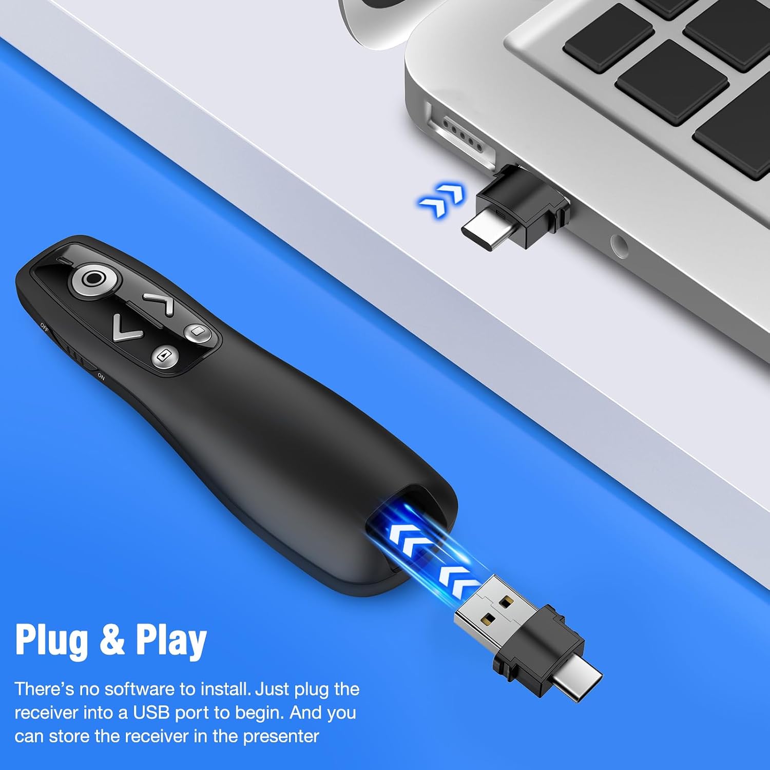 Thumbnail 6 de ELISWEEN E600 Wireless Presentation Remote with USB-C and Carry Case