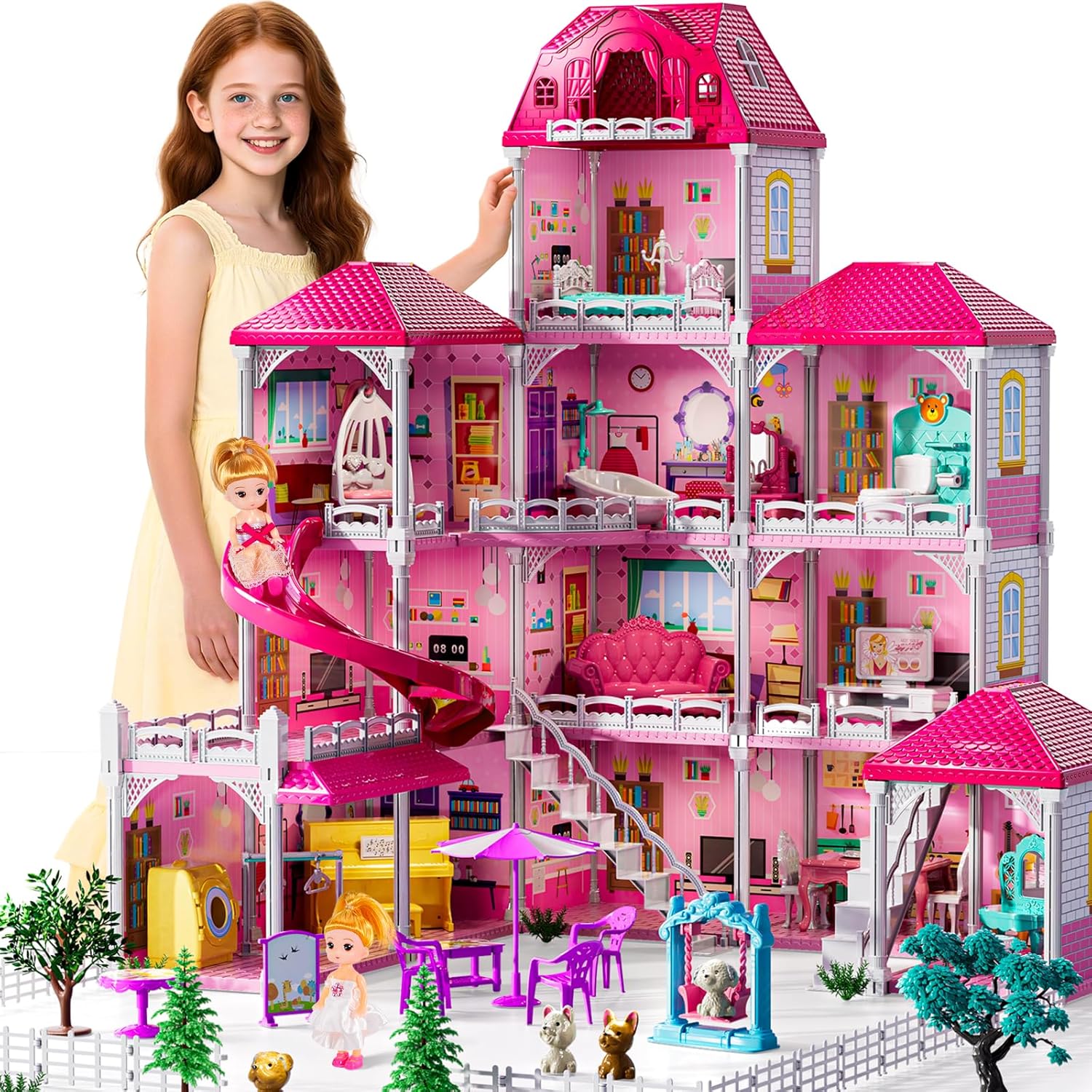 JUKUDAHU Villa Playset 4-Story Dollhouse