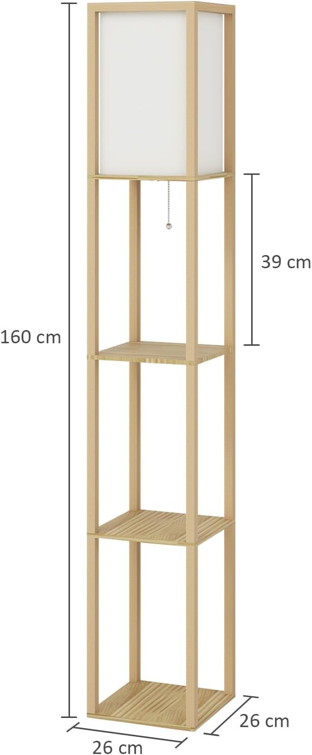 Detalle 1 de Fullwatt Stehlampe mit Holzregal 160 cm