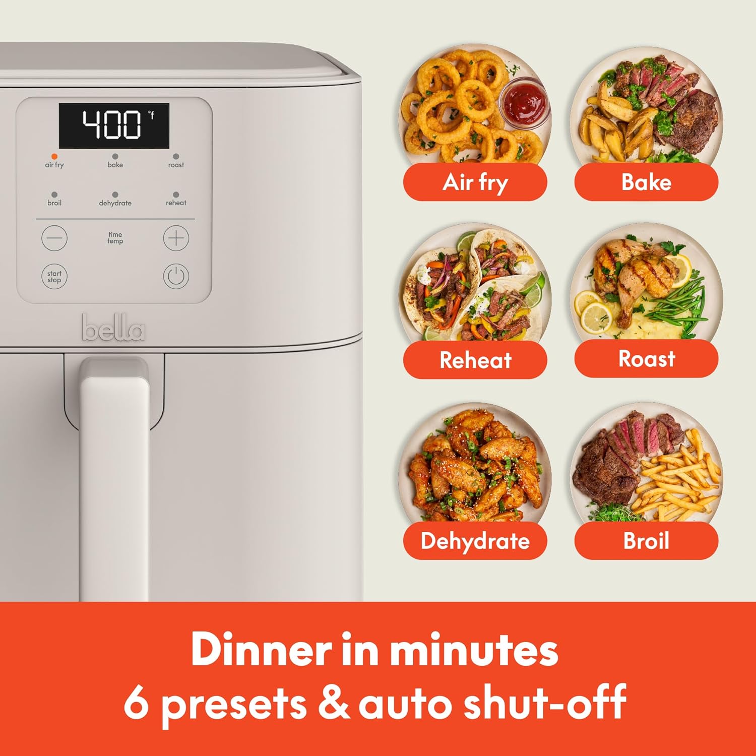 Detalle 1 de bella 6 qt Slim Air Fryer (Fits-anywhere) with EverGood Ceramic Nonstick Coating