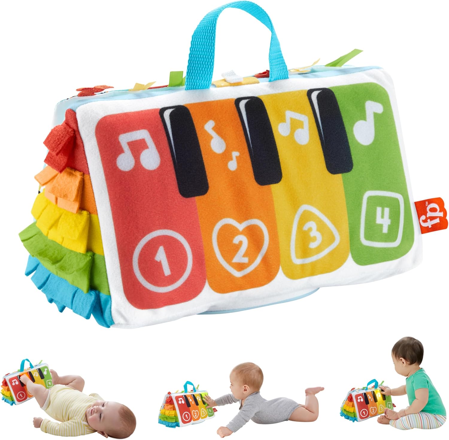 Detalle de Fisher-Price Kick & Play Soft Piano – Weiches, tragbares Baby-Pianospielzeug mit mitwachsendem Design