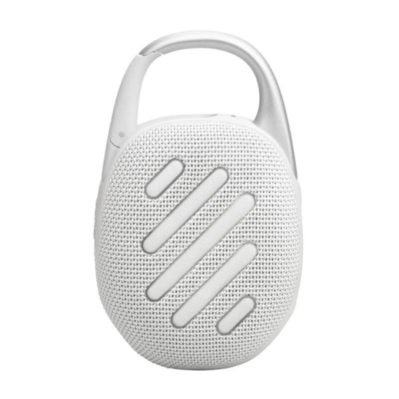 Detalle de JBL Clip 5, altavoz Bluetooth portátil de 7 W con IP67 y mosquetón, blanco