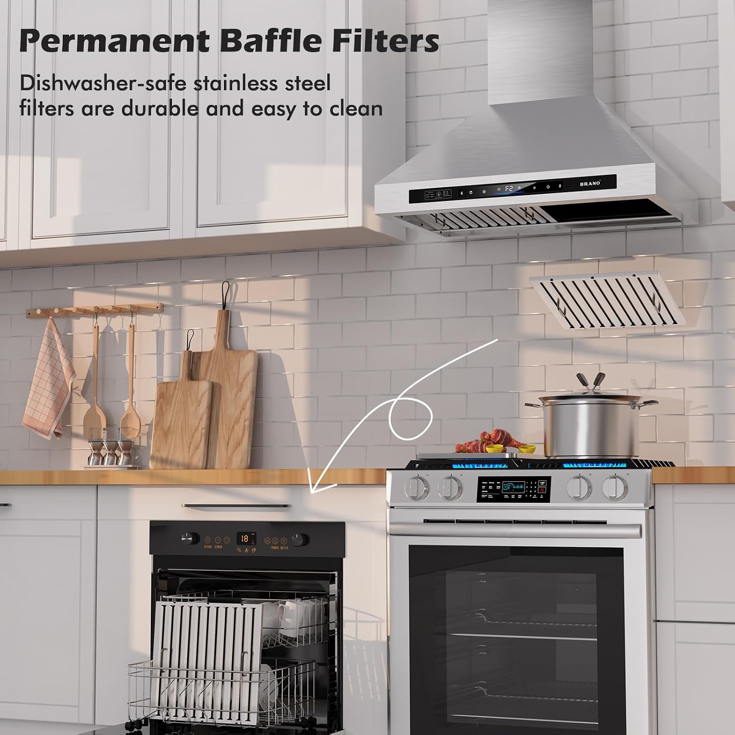 Thumbnail 5 de BRANO Wall-Mount Range Hood, 36-Inch